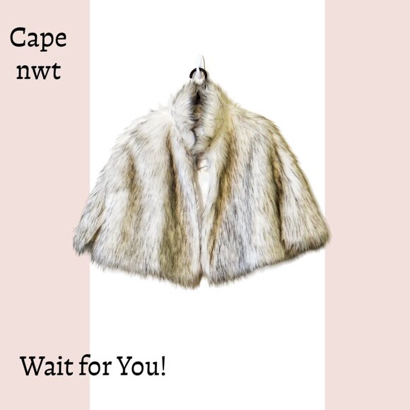 NEW! Wait for you! Faux Fur Cropped Cape, Bridal Stole, one size NWT - Picture 1 of 3